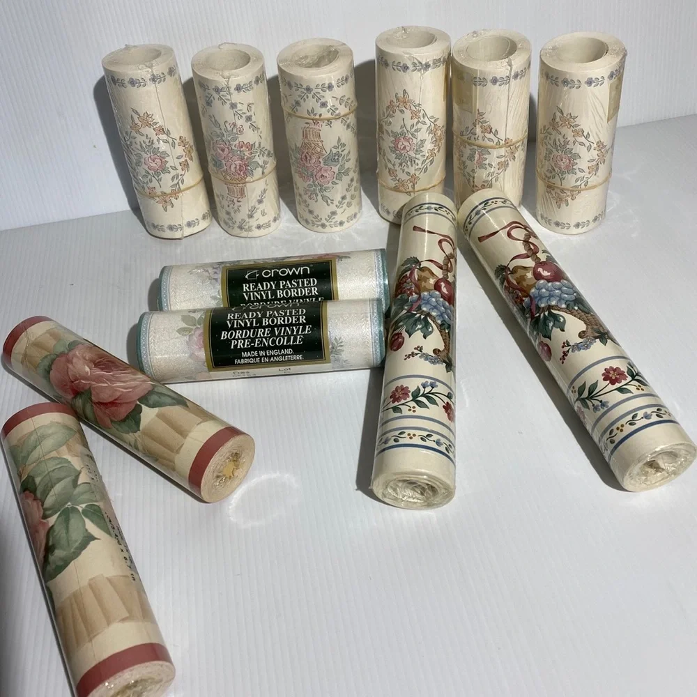 Wall Borders Rose Floral Ivy Fruit Basket Art Home Decor Set Bundle Lot 12 Pc
